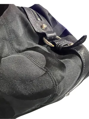 Coach black monogram hobo bag "C" pattern sateen fabric, signature Coach hangtag thumbnail 9
