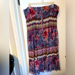 Vintage sheer Indian print boho maxi skirt/long gypsy skirt/tube top dress/2X thumbnail 3
