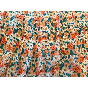 Floral Daisy‎ Tiered High Low Midi Skirt Orange Pink Teal Viscose XL thumbnail 3