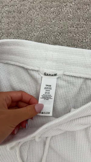 Garage white waffle knit cotton shorts in XS #garage #waffle thumbnail 2
