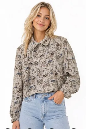 Solitaire Floral Eyelet Button Up Shirt Jacket Medium thumbnail 1