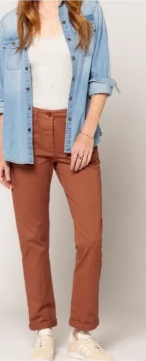 Current/Elliott The Captain Pant cuffed trouser rust brown Cappuccino size 31 thumbnail 1