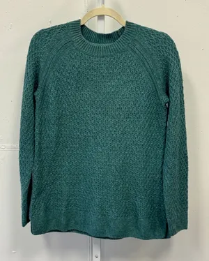 FatFace Teal Green Waffle Knit Raglan Sleeve Sweater US 4 EcoVero Viscose Blend thumbnail 1