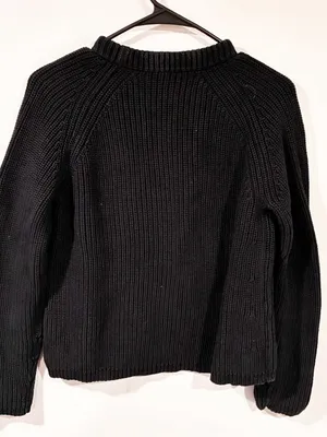 Quince 100% Organic Cotton Fisherman Crewneck Sweater Black Size Medium thumbnail 5
