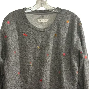 Lou & Grey Women's Gray Heart‎ Emoji Fleeceback Crew Neck Sweatshirt Size L thumbnail 2