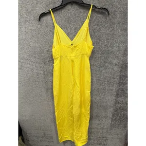 Future Collective Women Dress 2 Yellow Linen Blend Ring Cut-Out Midi Sundress thumbnail 5