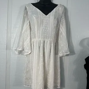 Sugar+Lips Off White Boho Lace Overlay Dress No Size EUC thumbnail 4