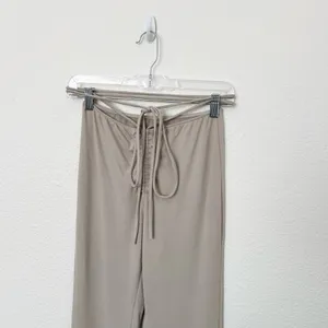 [TRESSER] Tan Criss Cross Tie Waist Ruched Low Rise Flare Leg Pants Size Small S thumbnail 5