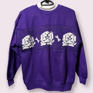 Vintage Purple and White Metallic Labrador Dog Sweater Medium thumbnail 2