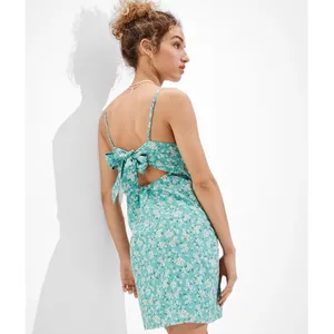 American Eagle Blue Floral Tie Back Mini Dress Size L Square‎ Neck Sundress thumbnail 2
