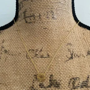 Gold Tone Compass‎ Cardinal Directions Necklace Dainty thumbnail 1
