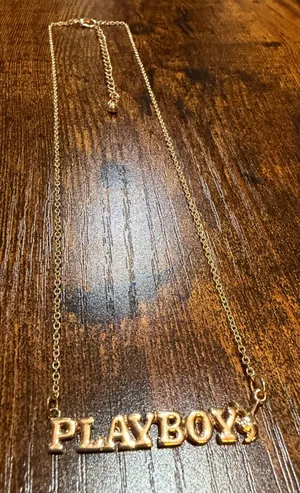 Playboy Gold Logo Letter Nameplate Masthead Necklace y2k 2000s thumbnail 1