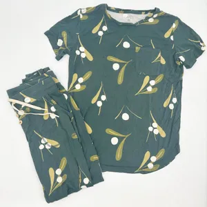 Lates Womens‎ Berries Print Modal Blend Lounge Sleepwear Pajama Set Size S Green thumbnail 1