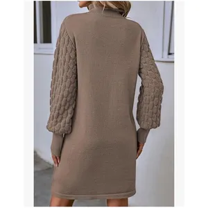 NEW Long Sleeve Sweater Dress Knit Mini Pullover Dress L thumbnail 5