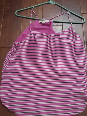 LOFT Pink Striped Halter Tank Top Size Small thumbnail 1