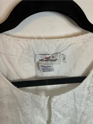 Vineyard Vines White Cotton Floral Eyelet Ruffle Shift Dress thumbnail 6