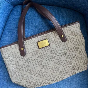 Ralph Lauren Vintage Signature Khaki Brown Medium Satchel Tote Handbag thumbnail 1