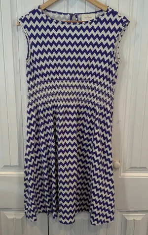 Kate Spade Blue And‎ White Chevron Dress XS thumbnail 1