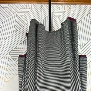 Alembika Tunic Top Blouse 3/4‎ Sleeve Striped Pullover Black Tan Size 2 US 8 10 thumbnail 10