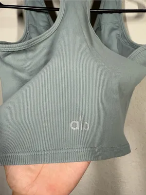 ALO Yoga Goddess Ribbed Cropped Racerback Tank Top Size Medium thumbnail 6