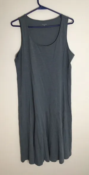 Garnet Hill Knit Dress Womens Medium Blue Excellent Organic Pima Cotton Midi thumbnail 1