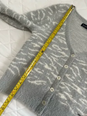 Abercrombie & Fitch Soft AF Cardigan S Fuzzy Animal Print Y2K Cozy Balletcore thumbnail 5