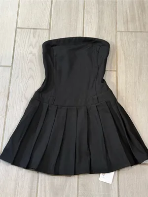 HALARA Black Strapless Pleated Mini Dress thumbnail 3