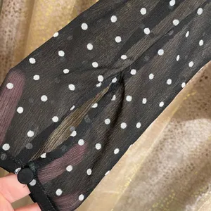 Express Black White Sheer Sleeve Polka‎ Dot Surplice Top Puff Sleeve S thumbnail 3