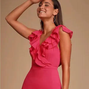 Lulus Pink Ruffled Surplice Maxi Dress thumbnail 7