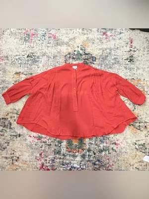 Noflik NWT 100% Cotton Relaxed Oversized Half Button-Up Tunic Top Size M thumbnail 2