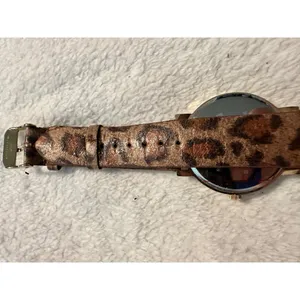 Adrienne Leopard‎ Print Quartz Watch With Rhinestone Bezel & Leather Band thumbnail 4