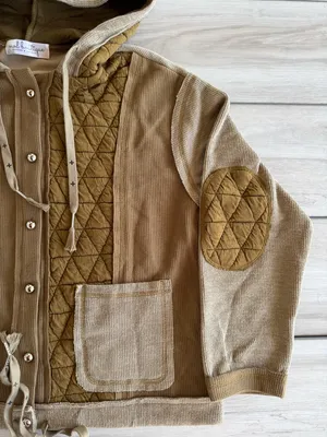 Mod Boutique Mixed-Knit Hooded Quilted Jacket Green Small NWOT thumbnail 4