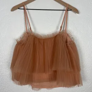 Anthropologie Pleated Tulle Tank in Peachy Pink Balletcore Whimsical Size Medium thumbnail 3