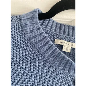 American‎ Eagle Henley Sweater Womens Blue Chunky Waffle Knit Cotton Size XS thumbnail 2