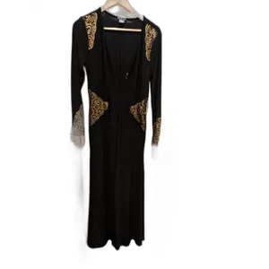 Venus Dress Black Long Sleeve Bodycon Size M With Gold Lace Cutouts thumbnail 4