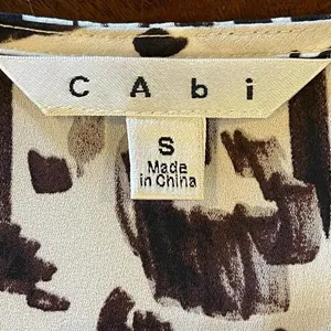 Cabi Black And White Animal Print Faux Wrap Long Sleeve Blouse‎ Size S thumbnail 9