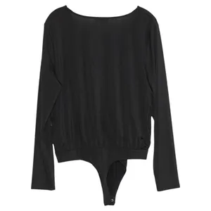 Express Bodysuit Faux Wrap Goth Romantic Grunge Minimalist‎ Long Sleeve Black XL thumbnail 3