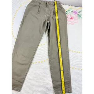 LL Bean Vintage Womens Size 14 High Waist Pleated Tapered Leg Jeans Khaki‎ thumbnail 4