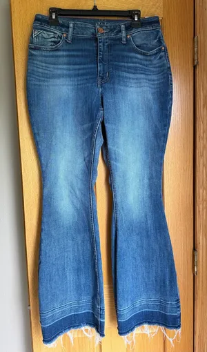 Maurices Edgely High Rise Curvy Flare Jeans Raw Hem Blue Women’s Size 12 Reg thumbnail 1