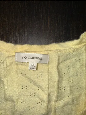 No Comment Yellow Pointelle Knit Cropped Cardigan Sweater V-Neck Button Boho thumbnail 7