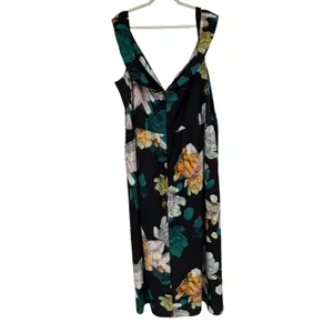 City Chic Maxi Floral Glow FF Dress Black XXL 24 Faux Wrap V-Neck Plus Size thumbnail 2