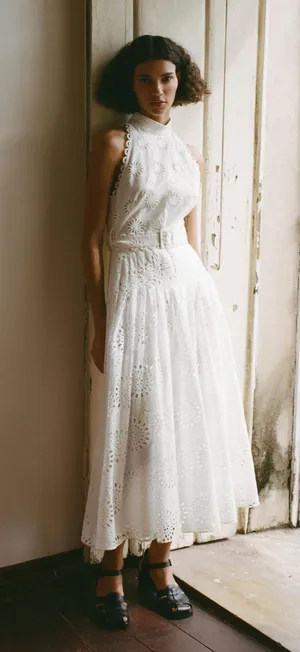 Zara maxi sun dress boho crochet belt lace halter flowy summer vacation thumbnail 14