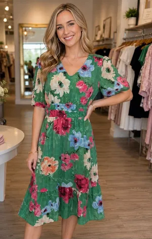 Luxology Floral Midi Dress Women's Size Large‎ thumbnail 1