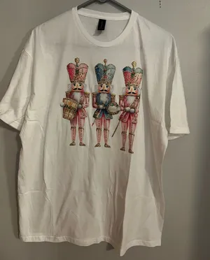 Gildan Softstyle Classic White Tee With Nutcracker Heat‎ Transfer NWOT XL thumbnail 1