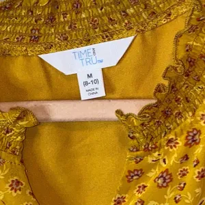 NWT‎ Time & Tru Mustard Yellow Floral Midi Dress Smocked Waist Long Sleeve Dress thumbnail 6