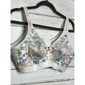 Cacique Floral Wireless Bra 42C Full Coverage Unlined No Wire Comfort Bra White thumbnail 7