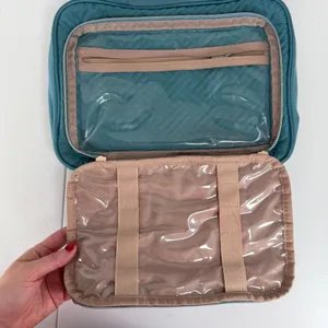 BAGSMART Large Hanging Toiletry Bag Quilted Teal Travel Cosmetic Case Organizer thumbnail 8