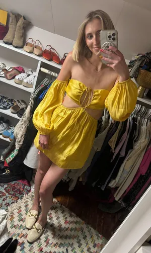 Revolve Yellow Cut-Out Cocktail Dress thumbnail 1