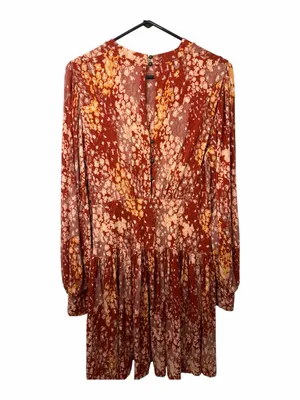 Free People Heartbeats Rust Floral Long Sleeve Dress thumbnail 2