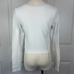 American eagle white lace trim long sleeve thumbnail 2